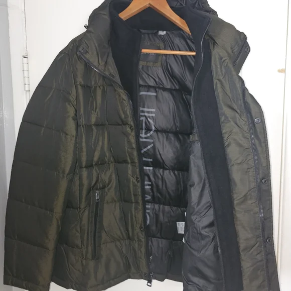 Calvin Klein Mens Full-Zip Puffer Jacket Large Green Iridescent - NWT $225 - Picture 3 of 16